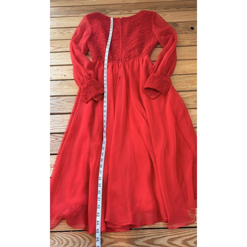 Vintage Rona New York Women’s Long Sleeve Midi Dress Size 10 Red T6 - Picture 6 of 9
